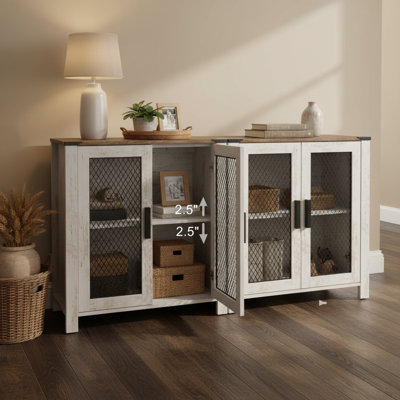 Farmhouse Entryway Storage Console，Rustic Oak