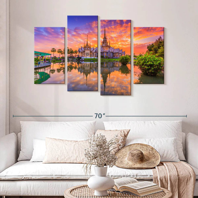 Sunset At Non Kum Temple, 32" H x 52" W