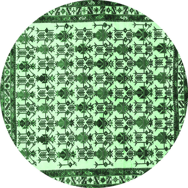 Tapis traditionnel vert émeraude 641, Rond 3 pi