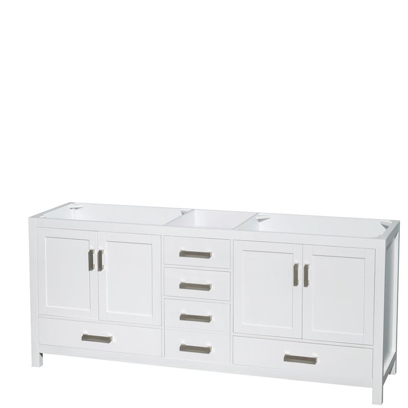 Sheffield 80" Double Bathroom Vanity Set, White, White Carrera