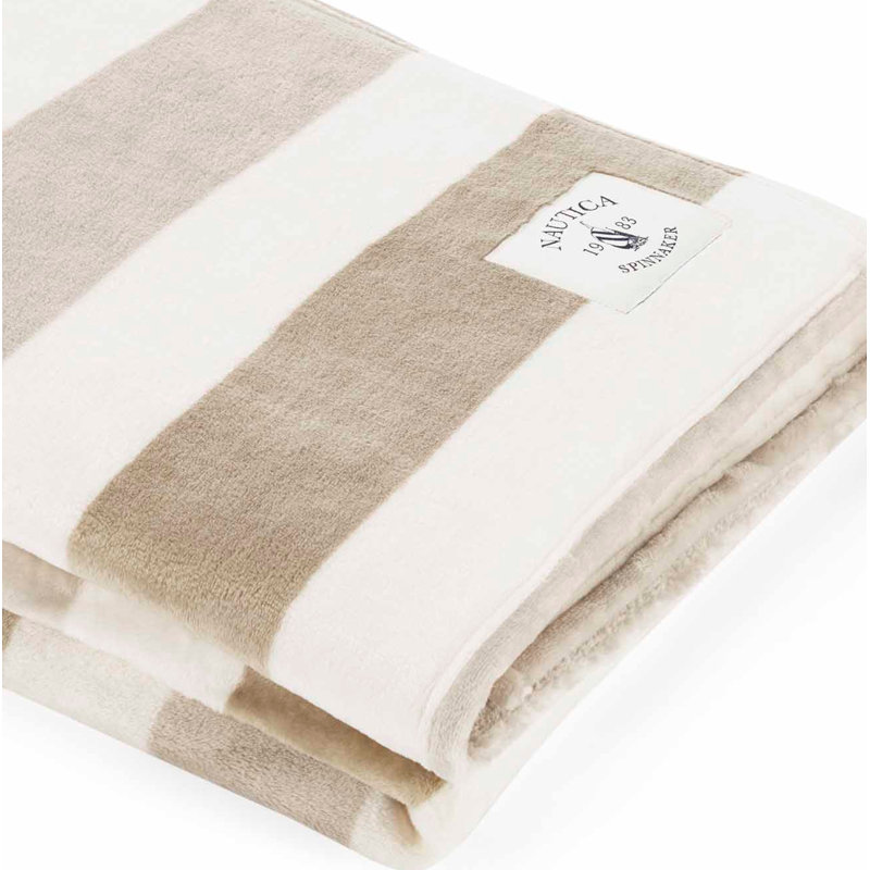 Jeté en peluche ultra doux Nautica, Beige