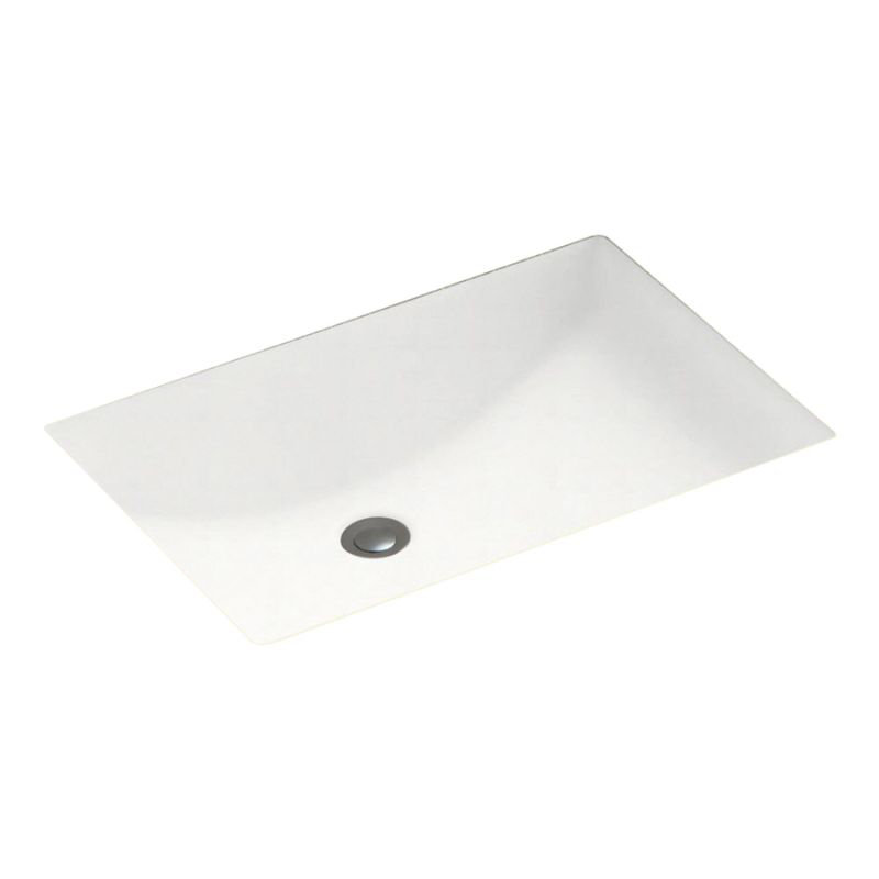 Lavabo de salle de bain encastrable rectangulaire avec trop-plein, blanc