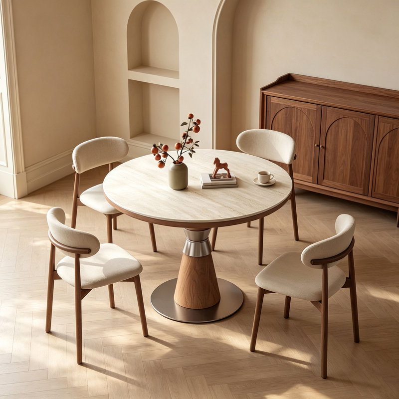 Table vintage en pierre frittée en forme de sablier, H 29,5 po x l 39,4 po x P 39,4 po