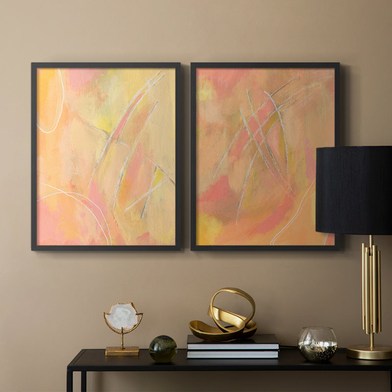 Peach Bliss III - reproduction encadrée de qualité supérieure - prête à être accrochée - aucun clou requis - aucun clou requis