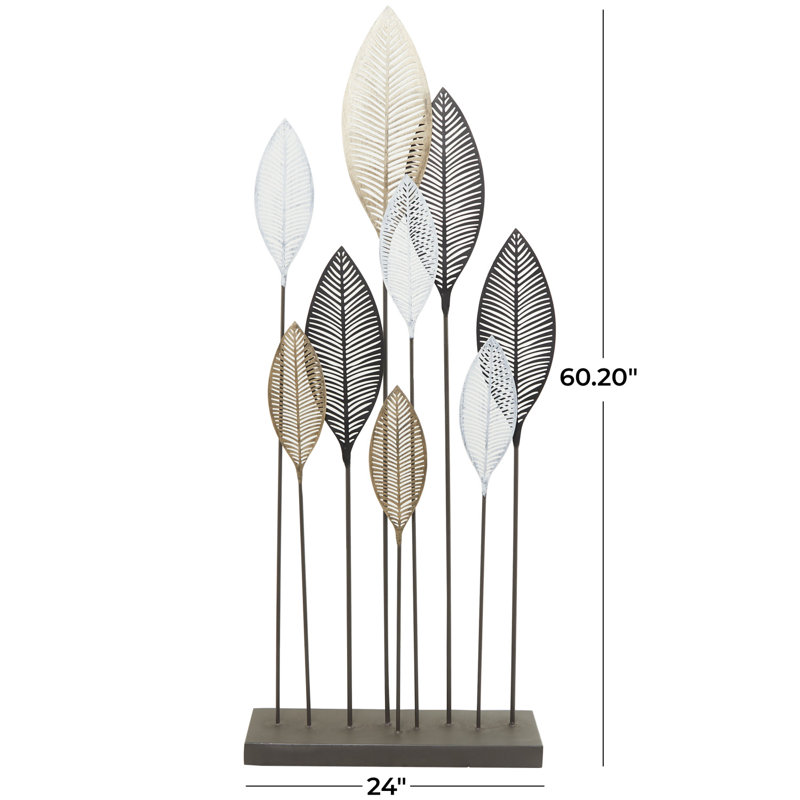 Sculpture moderne à feuilles, H 60,2 po x l 24 po x P 7 po