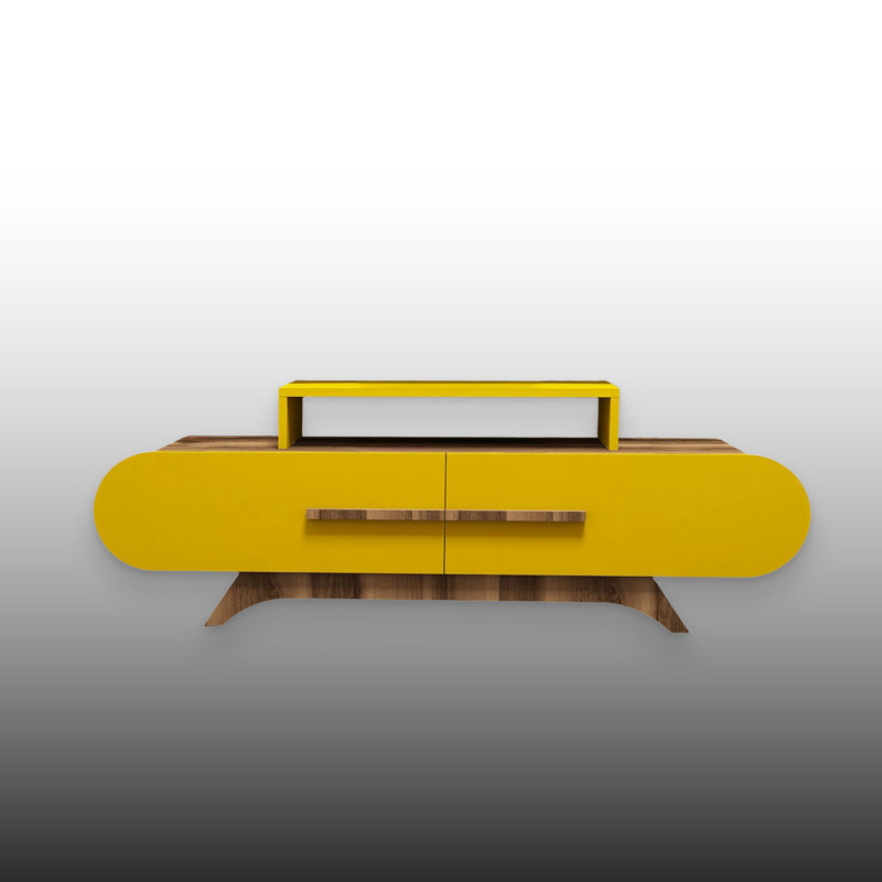 Meuble télé ovale pour téléviseur de 65 po ou moins avec 2 armoires