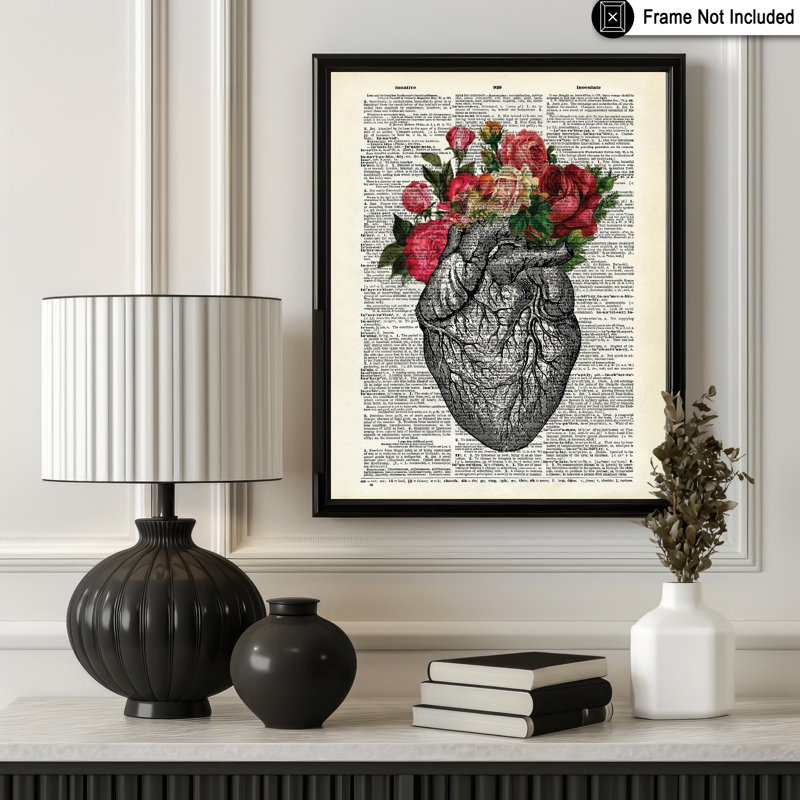 Cœur floral, H 08 po x l 10 po, Affiche, Sans cadre