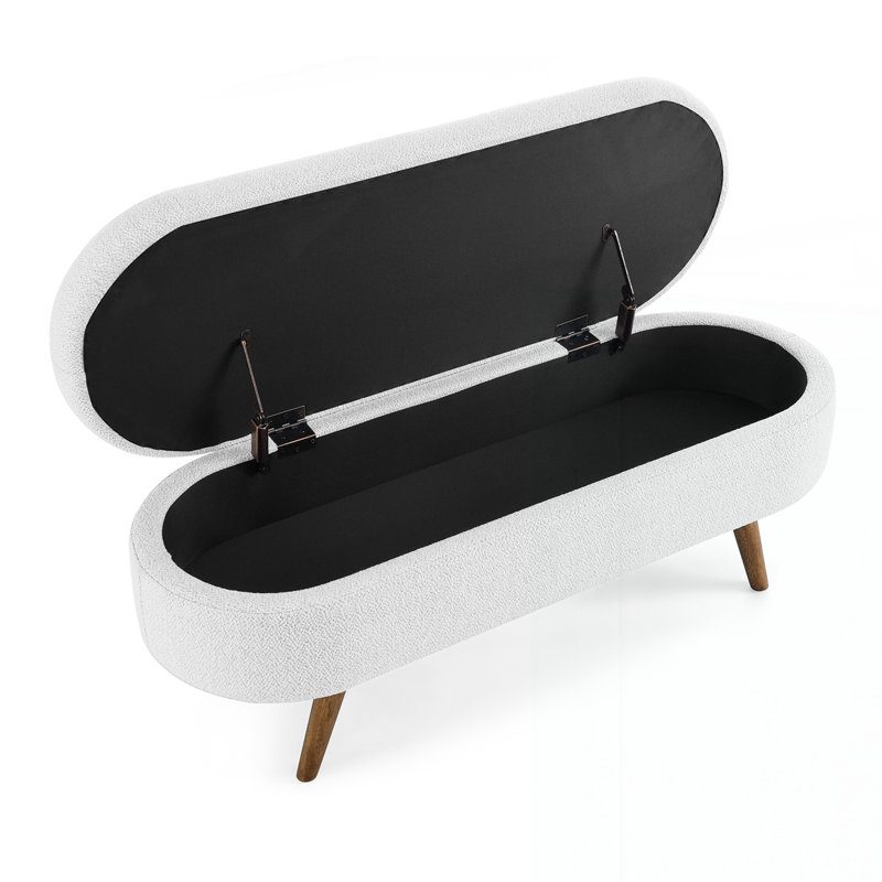 Ottoman Oval Storage Bench, White