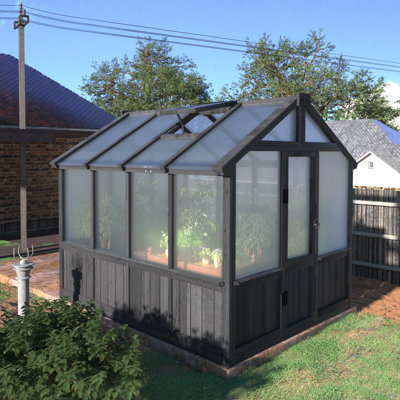 6×8 FT Wooden Polycarbonate Greenhouse