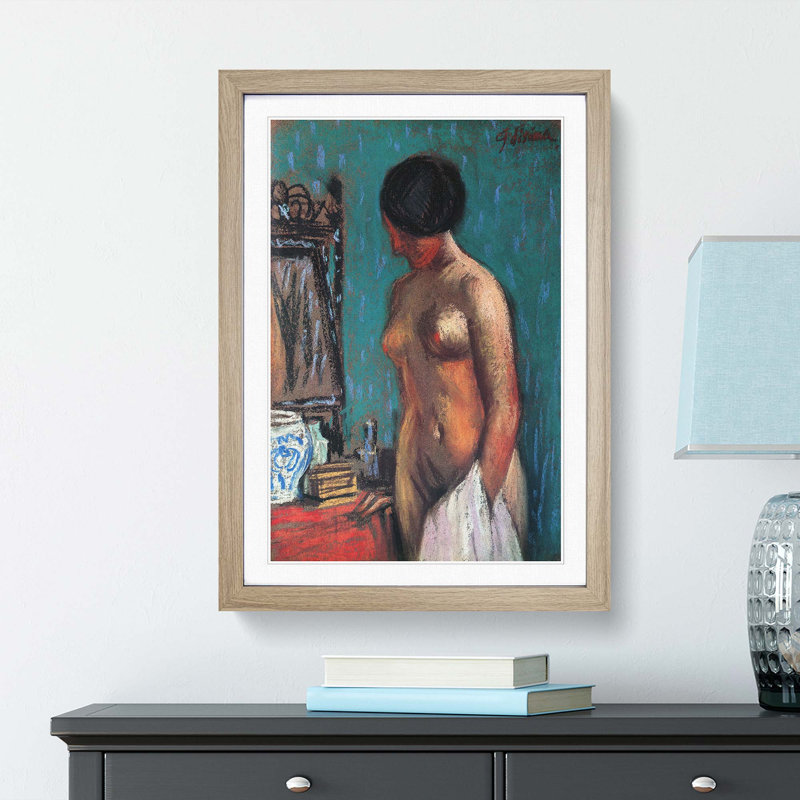 Nude Woman by Fujishima Takeji - Framed Print, 65cm H x 48cm W x 2cm D, Oak Framed