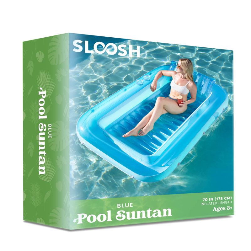 70" x 46" Pool Floats Adult with Pillow, 4 in 1 Suntan Tub Raft Floatie