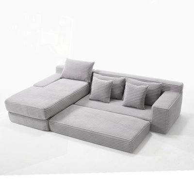 Albert Compression L-Shaped Corduroy Sectional Sofa with Steel Frame