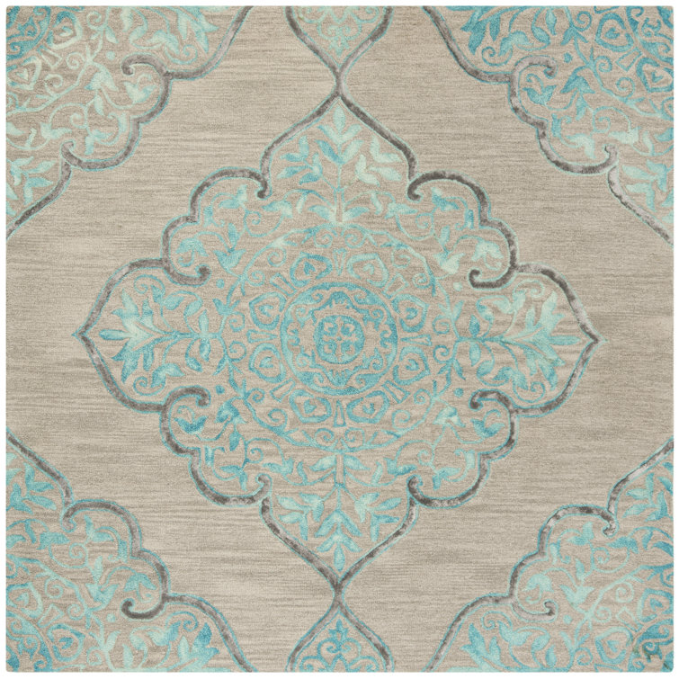 Brennan Hand Tufted Wool/Cotton Geometric Rug in Gray