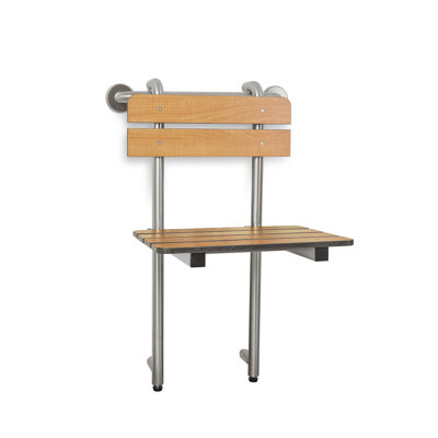Banc de douche portatif en teck avec barre d'appui 18 po
