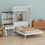Grand lit escamotable avec armoire de rangement, support à vin, porte-verre, tiroirs et bande DEL multicolore-1195980097