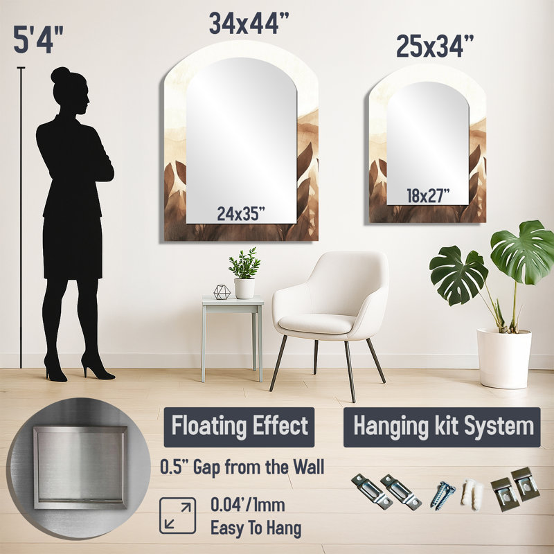 Miroir de salle de bain Beige Botanical, 34" x 25"