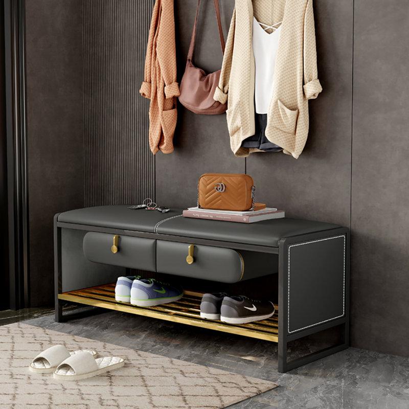 Banc de rangement pour tabouret 47,2 po, Gris