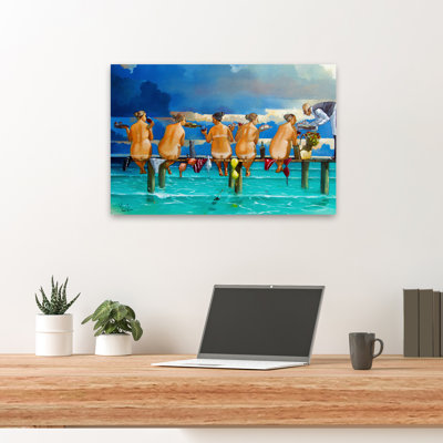 The Book Club Two - Figurative Nudes Ocean Wine Art