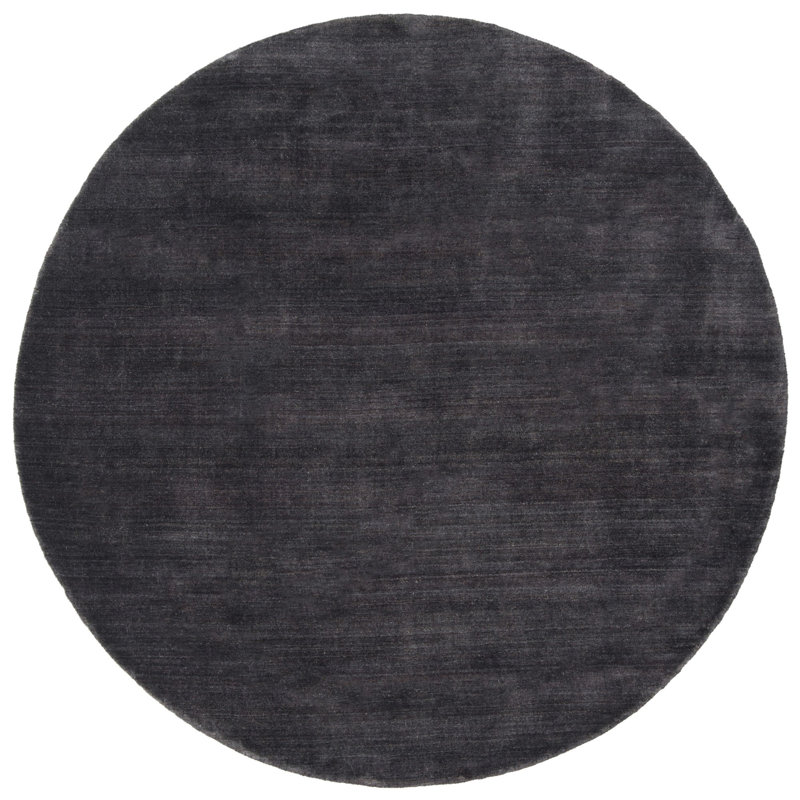 Addisyn Hand Tufted Wool/Cotton Solid Color Rug in Black, Round 6' x 6'