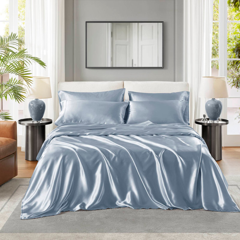 7 PCS Split Luxury Sheet Set, Blue, King Sheet Set