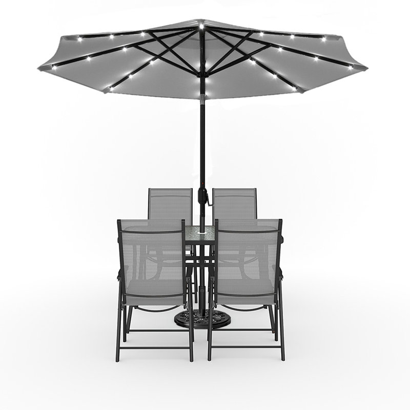 Dietame 4 - Person Patio Dining Set with Rectangular Table, Grey