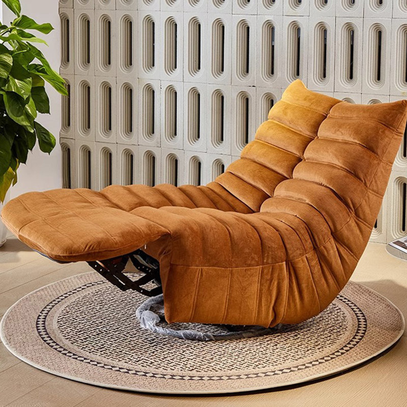 Ergonomic Functional Recliner with Storage Pocket, Brown Polyester Fiber