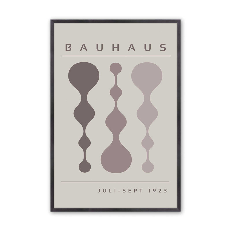 «Warm Taupe», affiche rétro Bauhaus, H 15,25 po x l 12,25 po, Zinc patiné