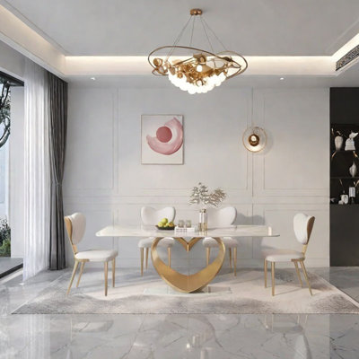 Rectangular sintered stone dining table set