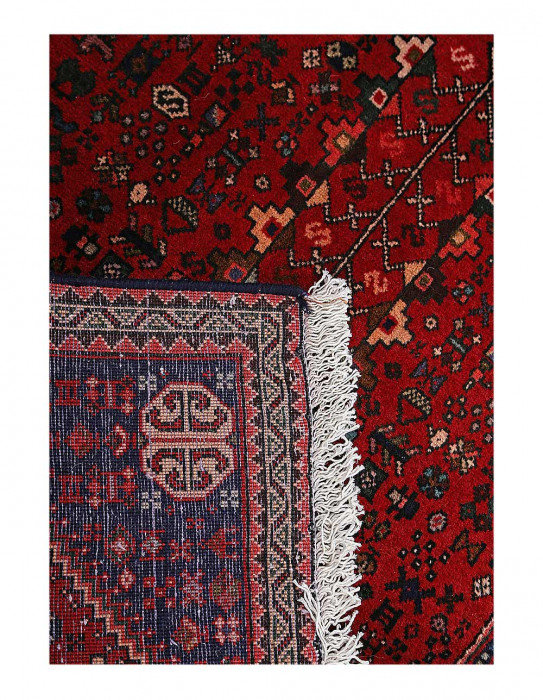 Tapis rouge en laine d'agneau unique 2 pi x 3 pi 3 po Rexann