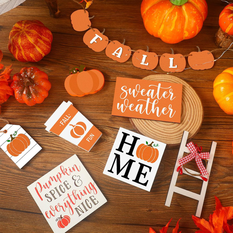 Ensemble de 15 plateaux décoratifs de plateau de jeu de football d'automne Hello Fall Decor