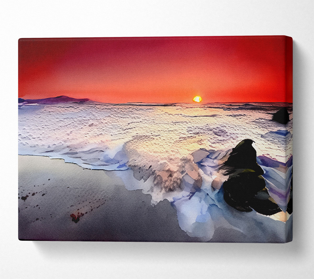 House of Hampton Red Sunset Ocean Swell - Wrapped Canvas Art Prints ...