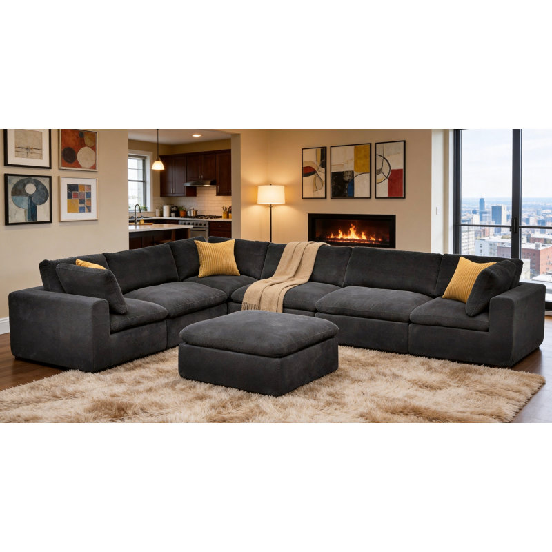 Mountwacombe Full Compressed Modular Sectional, Dark Gray