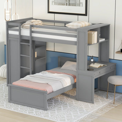 Fillender Kids Twin Bunk Bed with Drawers