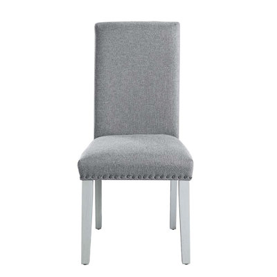 Lanton Upholstered Parsons Chair in Gray and Antique White (Set of 2)