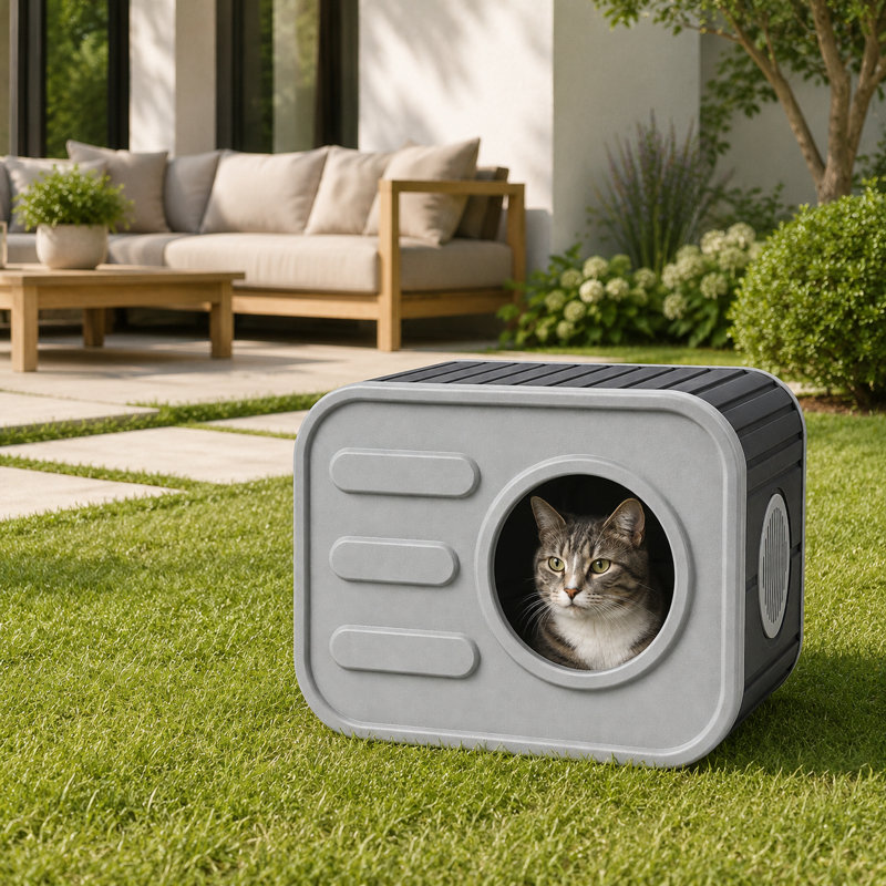 Maison d'extérieur et d'intérieur pour chat, Gray