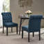 De 2 chaises de salle à manger, bleu marine, bois, tissu teint, 2 chaises confortables, fabrication en bois