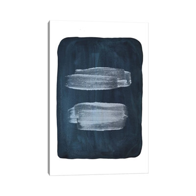 Navy Blue Brush Strokes II by Whales Way - Painting on Canvas