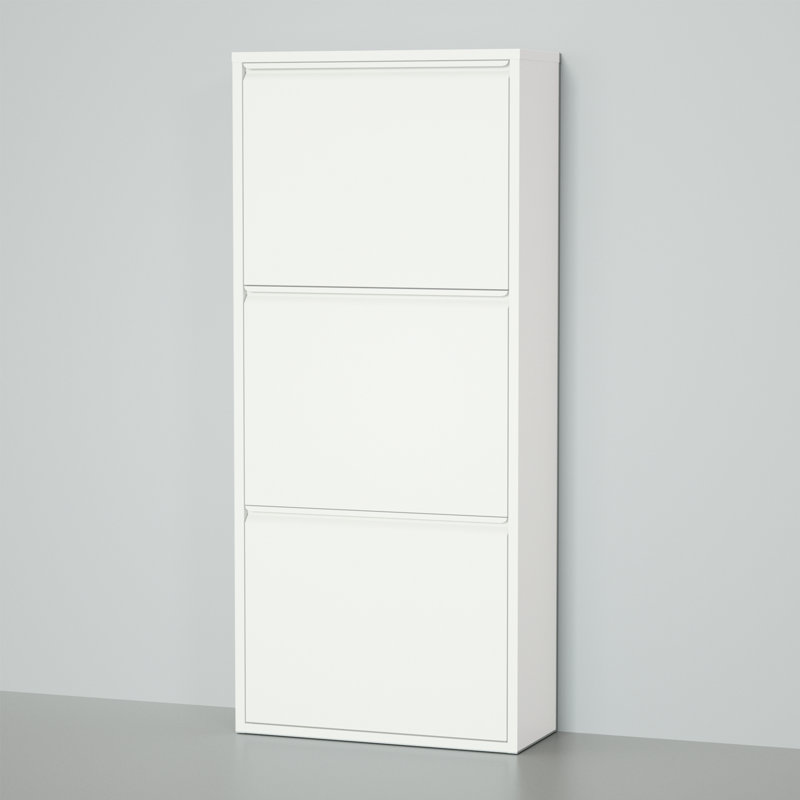 Metal Shoe Rack 3 Drawers, White