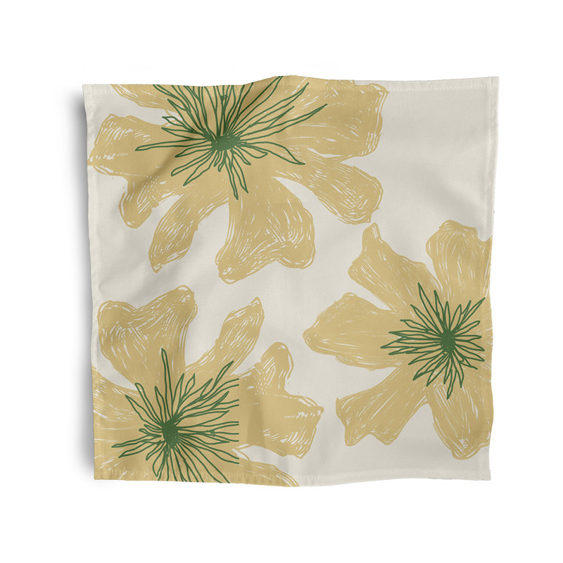 Ceriyah Polyester Floral Square Napkin, Yellow