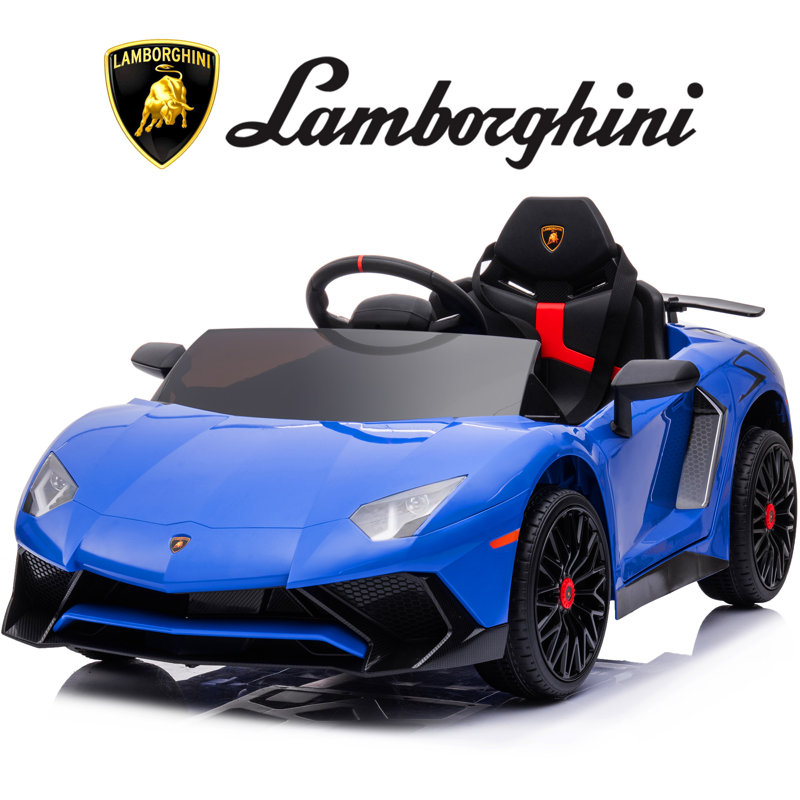 Voiture électrique Lamborghini 12V pour enfants, voiture électrique alimentée par batterie avec télécommande, Bleu