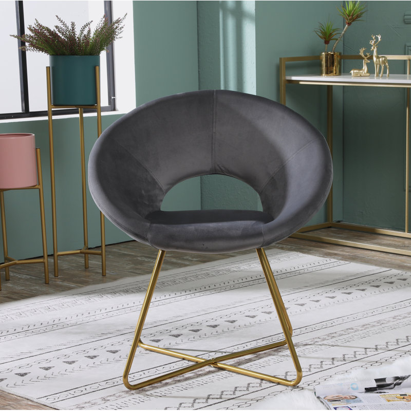 Enneko Velvet Accent Chair, Gray Velvet