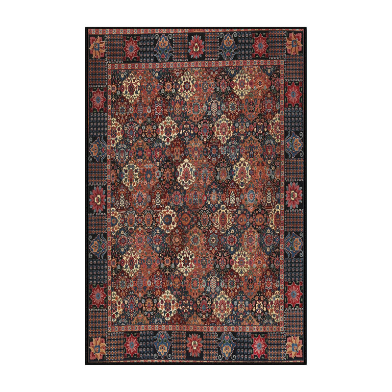 Tapis brun/noir/crème traditionnel, Rectangle 5 pi x 7 pi