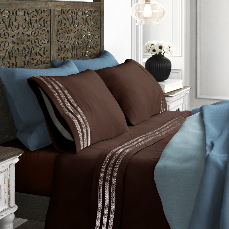 Microfiber Plain Weave / Muslin Sheet Set, Chocolate, Full Sheet Set + 1 Fitted Sheet + 2 Pillowcases
