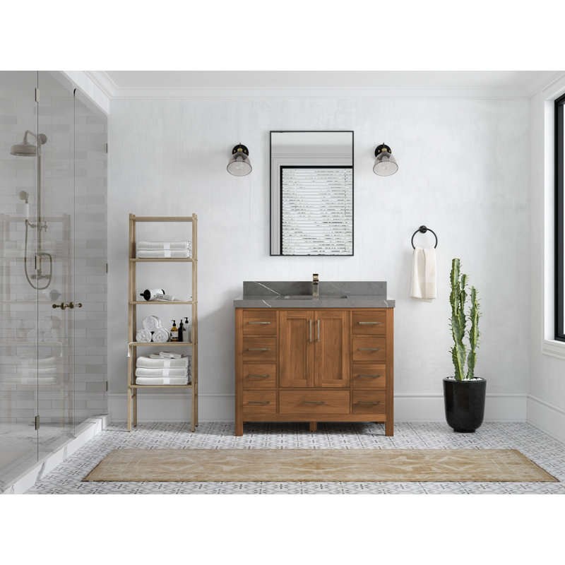 Ensemble de meuble-lavabo simple 42 po Malibu, Quartz gris Piatra