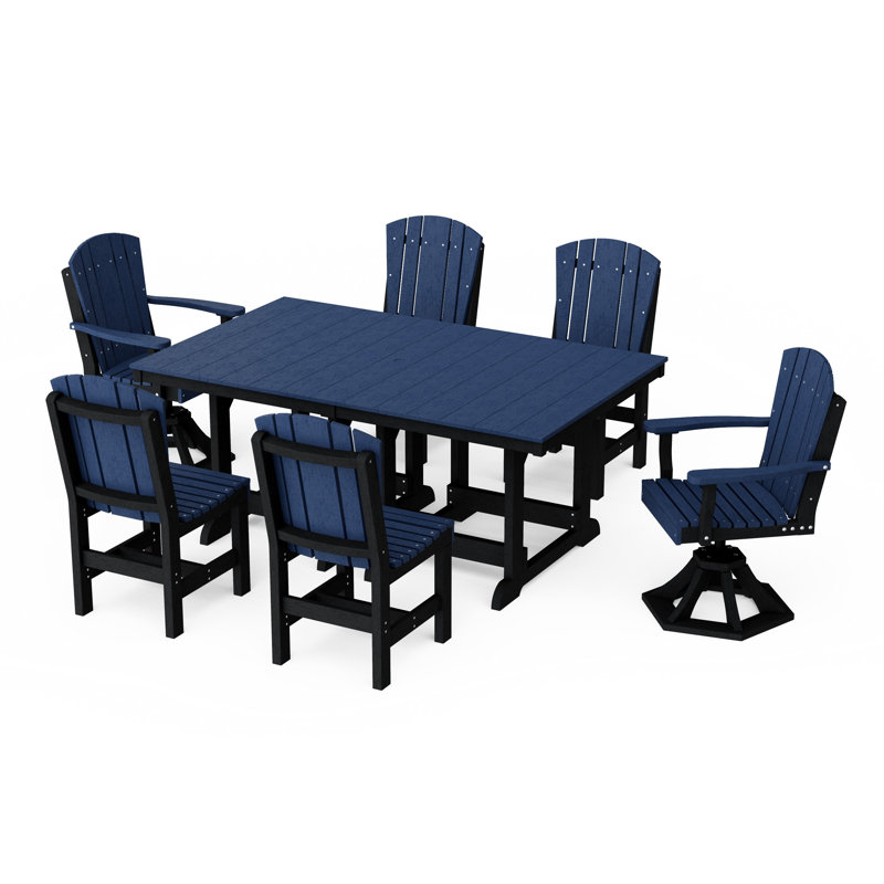 Ensemble repas 7 pièces avec chaises pivotantes Heritage, Bleu patriote / Noir