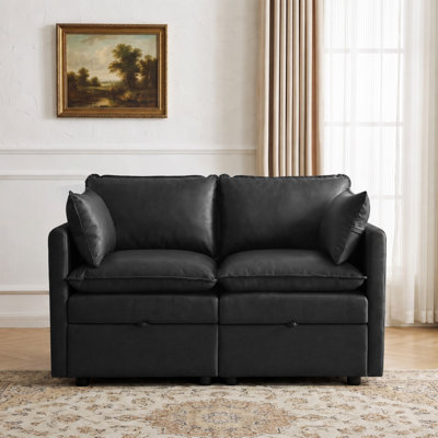 55.4" Wide Modular Storage Loveseat Sofa