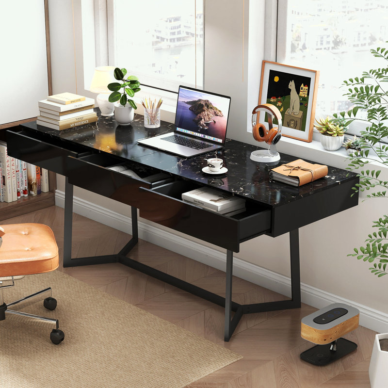 Lustre 70.87" Contemporary Computer Desk With Durable Wooden Structure And Spacious Desktop Area