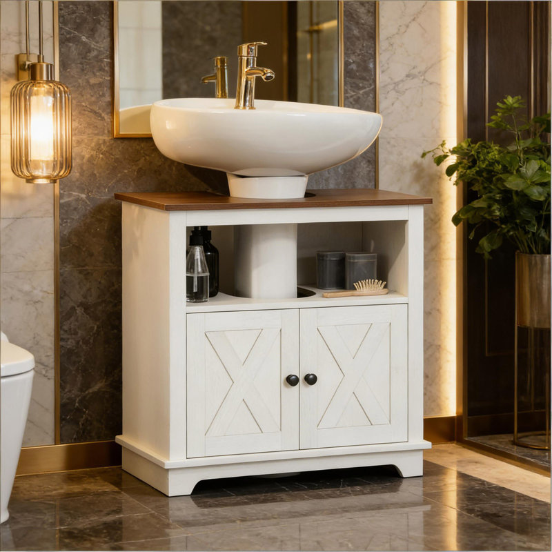 Cabinet de salle de bain pratique sous le lavabo, meuble-lavabo sur piédestal (base d'armoire seulement)