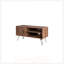 Meuble télé simple, moderne et rétro en bois récupéré avec armoire et tablettes ouvertes pour le salon