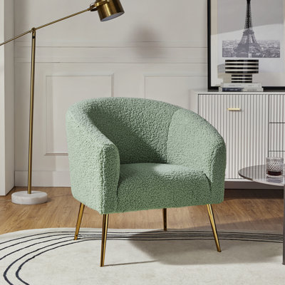 Dawson Boucle Barrel Chair With Metal Legs